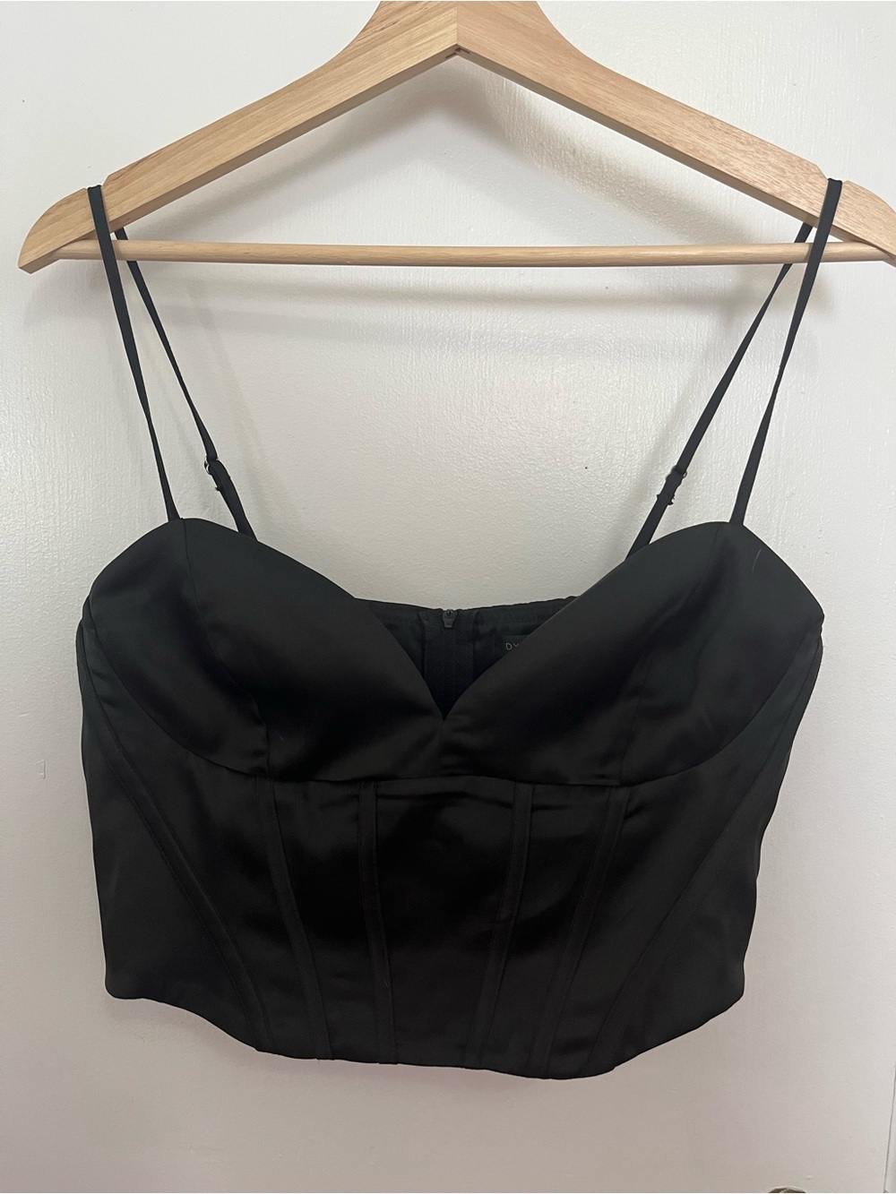 Black Satin Crop Corset Top